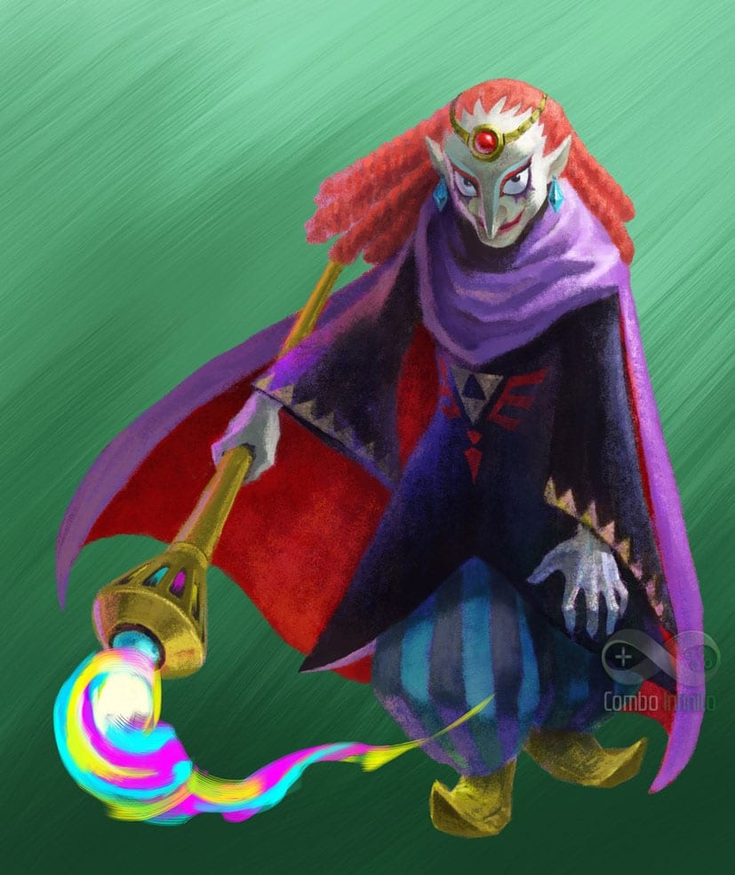 O vilão Yuga, buscando transformar as princesas do game em pinturas.