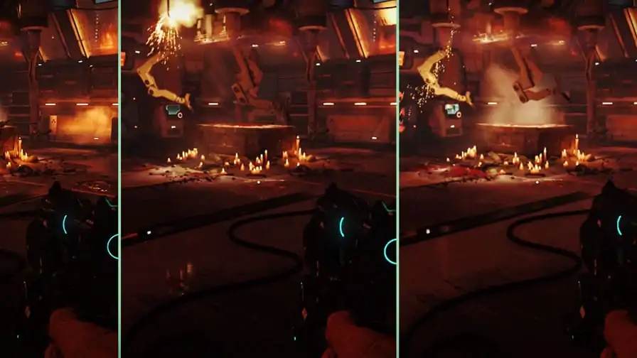 Comparação gráfica de DOOM rodando no Xbox One, PC e PS4.