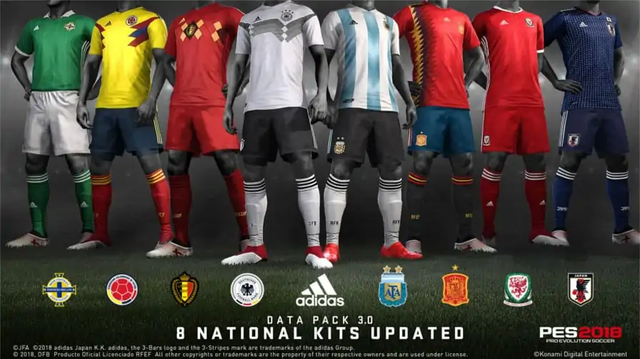 PES lança novos kits de seleções e atualizações de jogadores com a liberação do Data Pack 3.0