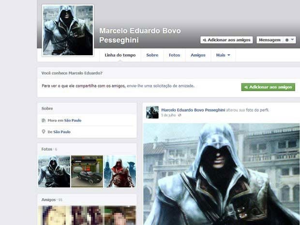 Imagem retirada do perfil do garoto que supostamente assassinou sua família. Fonte: Globo.com