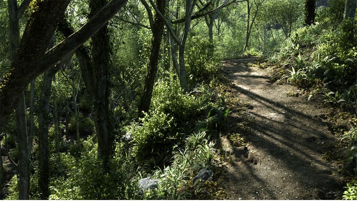 Criação de ambientes. Sensacional como esta floresta parece real!
