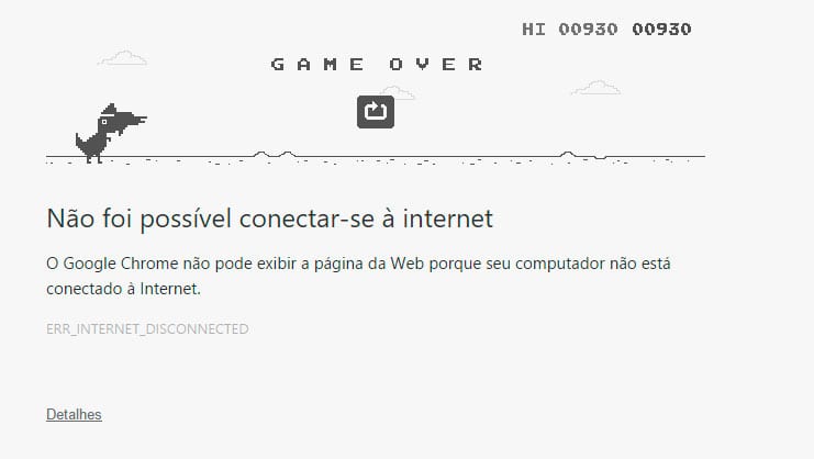 Joguinho escondido no Google Chrome pode te acalmar quando sua internet  cair - Combo Infinito