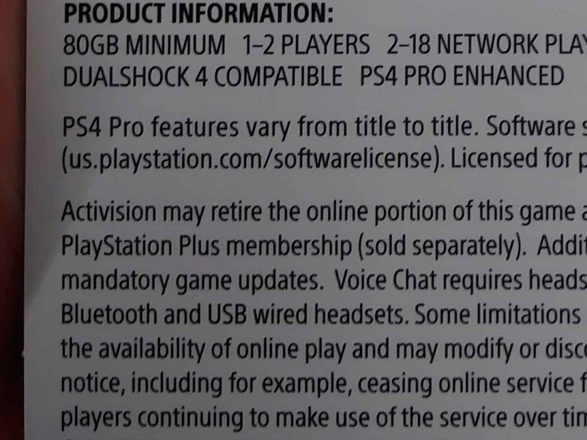 Call of Duty: WW2 requires 80GB on PS4