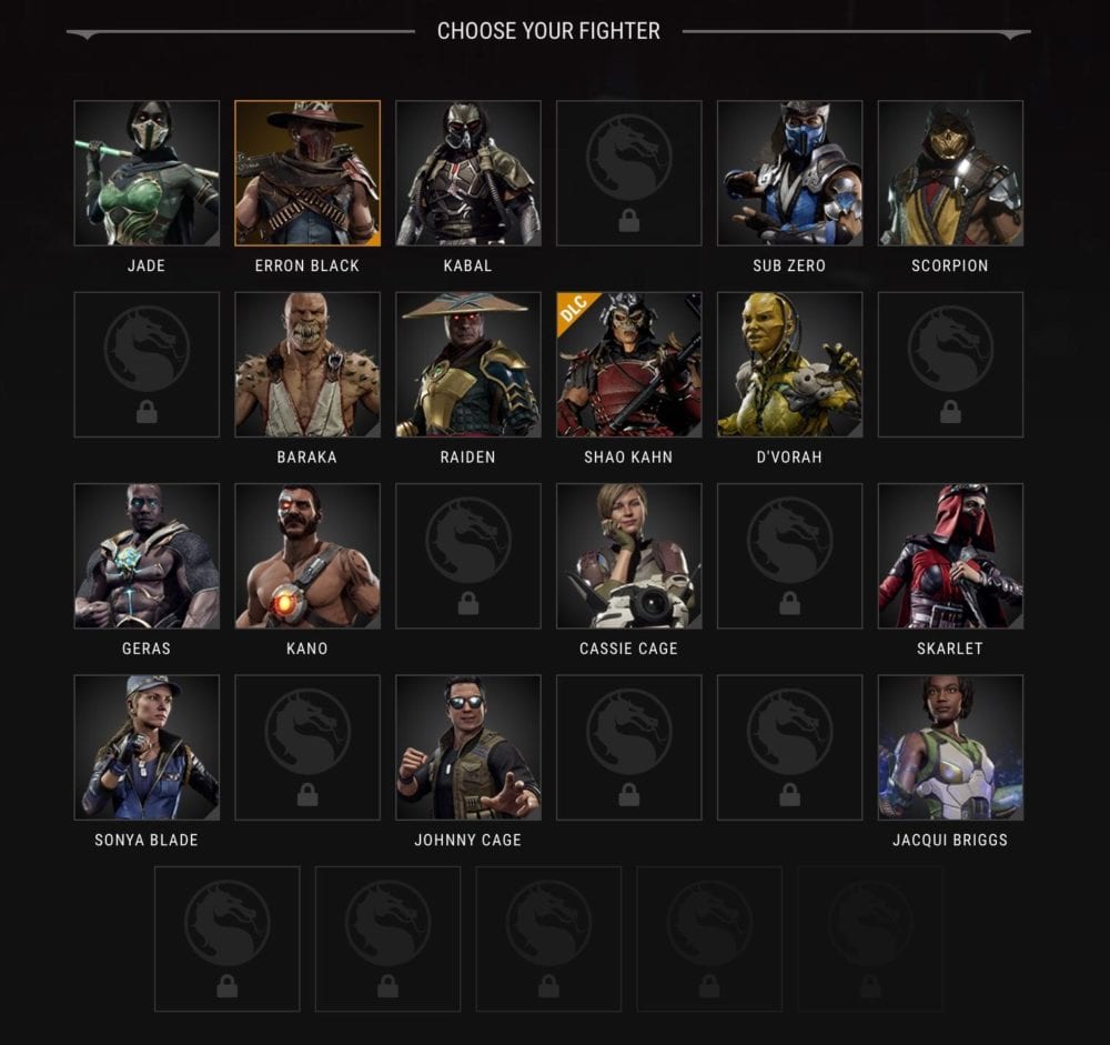 Quais são os personagens de Mortal Kombat 11?