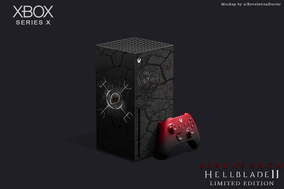 Custom edition. Xbox Series x Hellblade 2 Edition. Кастом Xbox one x. Консоль мокап.