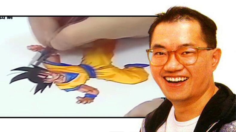 Akira Toriyama (criador de Dragon Ball) desenhando Goku