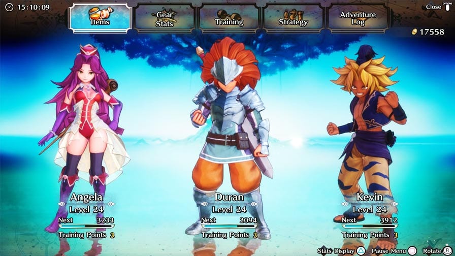 Trials of Mana status dos heróis