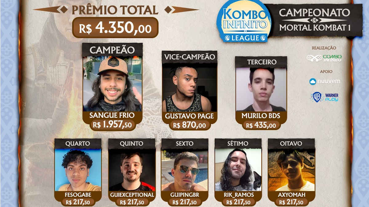 MK1: KOMBO INFINITO LEAGUE! Campeonato - Semana 4 - Top 8 